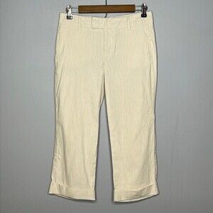 GAP STRAIGHT SIZE 2 STRETCH PIN STRIPED CAPRI PANTS CREAM COLOR